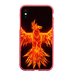 Чехол iPhone XS Max матовый ОГНЕННЫЙ ФЕНИКС FIRE PHOENIX, цвет: 3D-красный