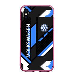 Чехол iPhone XS Max матовый VOLKSWAGEN GEOMETRY SPORT, цвет: 3D-малиновый