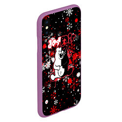 Чехол iPhone XS Max матовый Monokuma Снежинки Новый год, цвет: 3D-фиолетовый — фото 2