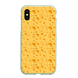 Чехол iPhone XS Max матовый Сыр Cheese, цвет: 3D-салатовый