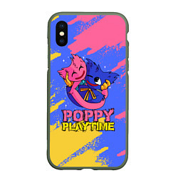 Чехол iPhone XS Max матовый Huggy Wuggy and Kissy Missy Poppy Playtime, цвет: 3D-темно-зеленый