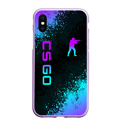 Чехол iPhone XS Max матовый CS GO NEON SYMBOL STYLE SKIN КС ГО НЕОН, цвет: 3D-сиреневый