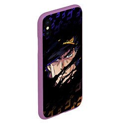 Чехол iPhone XS Max матовый JOJOS BIZARRE ADVENTURE ЛИЦО ГЕРОЯ, цвет: 3D-фиолетовый — фото 2