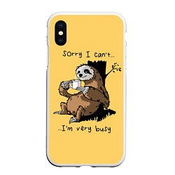 Чехол iPhone XS Max матовый Sorry I cant Im very busy, цвет: 3D-белый