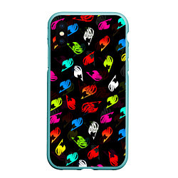 Чехол iPhone XS Max матовый ХВОСТ ФЕИ ЛОГОБОМБИНГ ЦВЕТНЫЕ СИМВОЛЫ FAIRY TAIL, цвет: 3D-мятный