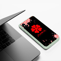 Чехол iPhone XS Max матовый Чёрный клевер патер, цвет: 3D-салатовый — фото 2