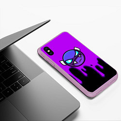 Чехол iPhone XS Max матовый Geometry Dash - Геометри Дэш игра, цвет: 3D-сиреневый — фото 2