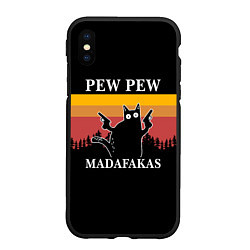 Чехол iPhone XS Max матовый Madafakas! PEW PEW, цвет: 3D-черный
