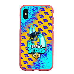 Чехол iPhone XS Max матовый BRAWL STARS MECHA CROW летит, цвет: 3D-красный