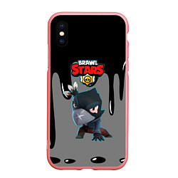 Чехол iPhone XS Max матовый BRAWL STARS MECHA CROW подтеки красок