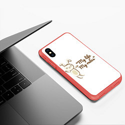 Чехол iPhone XS Max матовый My life My rules, цвет: 3D-красный — фото 2