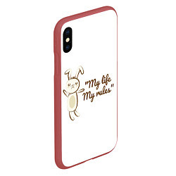 Чехол iPhone XS Max матовый My life My rules, цвет: 3D-красный — фото 2