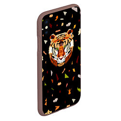 Чехол iPhone XS Max матовый Кусочки Тигра, цвет: 3D-коричневый — фото 2