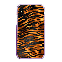 Чехол iPhone XS Max матовый В шкуре тигра, цвет: 3D-сиреневый
