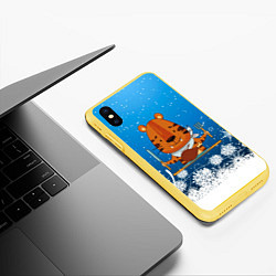Чехол iPhone XS Max матовый Тигр Праздничный стол, цвет: 3D-желтый — фото 2