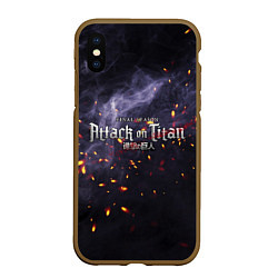 Чехол iPhone XS Max матовый Attack on Titan Туман войны, цвет: 3D-коричневый