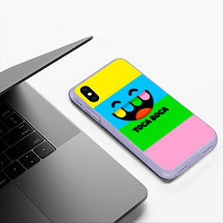 Чехол iPhone XS Max матовый Toca Boca Logo Тока Бока, цвет: 3D-светло-сиреневый — фото 2