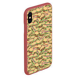 Чехол iPhone XS Max матовый Гамбургеры Hamburgers, цвет: 3D-красный — фото 2