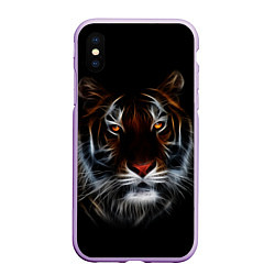 Чехол iPhone XS Max матовый Тигр в Темноте Глаза Зверя, цвет: 3D-сиреневый