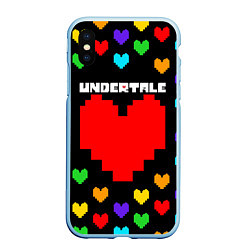 Чехол iPhone XS Max матовый UNDERTALE HEART COLOR HEROES, цвет: 3D-голубой