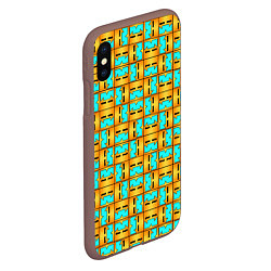 Чехол iPhone XS Max матовый GEOMETRY DASH CLASSIC FACE PATTERN КЛАССИКА, цвет: 3D-коричневый — фото 2