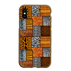 Чехол iPhone XS Max матовый Тигр, полосы, 2022, цвет: 3D-коричневый