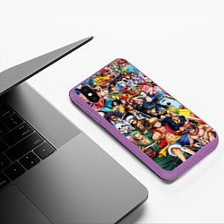 Чехол iPhone XS Max матовый ВСЕ ГЕРОИ АНИМЕ ВАН ПИС ALL HEROES ONE PIECE, цвет: 3D-фиолетовый — фото 2