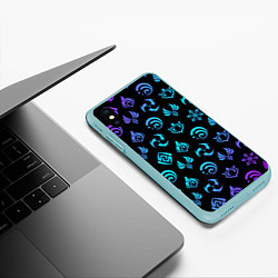 Чехол iPhone XS Max матовый NEON SYMBOL HERO GENSHIN IMPACT, цвет: 3D-мятный — фото 2