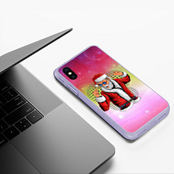 Чехол iPhone XS Max матовый Disco Santa 2022, цвет: 3D-светло-сиреневый — фото 2