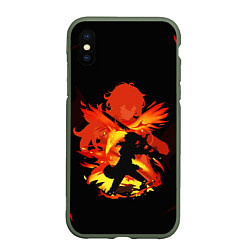 Чехол iPhone XS Max матовый DILUC FIRE GENSHIN IMPACT НА СПИНЕ, цвет: 3D-темно-зеленый