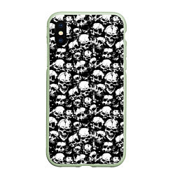 Чехол iPhone XS Max матовый Screaming skulls, цвет: 3D-салатовый