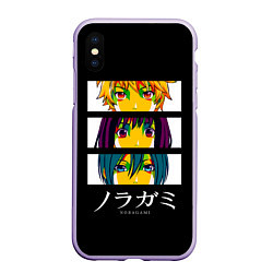 Чехол iPhone XS Max матовый Юкине, Ики и Ято - Noragami, цвет: 3D-светло-сиреневый
