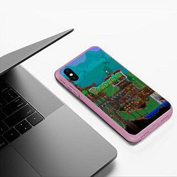 Чехол iPhone XS Max матовый Дом в Террарии, цвет: 3D-розовый — фото 2