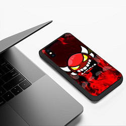 Чехол iPhone XS Max матовый GEOMETRY DASH RAGE SMLIE LEVELS RED FIRE, цвет: 3D-черный — фото 2