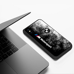 Чехол iPhone XS Max матовый БМВ Черно-белый логотип, цвет: 3D-черный — фото 2
