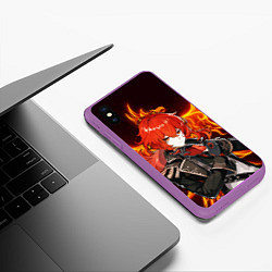 Чехол iPhone XS Max матовый ОГНЕННЫЙ ФЕНИКС ДИЛЮК, ГЕНШИН ИМПАКТ, цвет: 3D-фиолетовый — фото 2