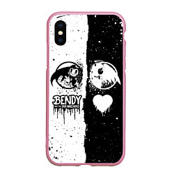 Чехол iPhone XS Max матовый BLACK AND WHITE BENDY AND THE INK MACHINE, цвет: 3D-розовый