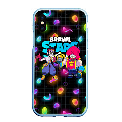 Чехол iPhone XS Max матовый ФЭНГ И ГРОМ BRAWL STARSг, цвет: 3D-голубой