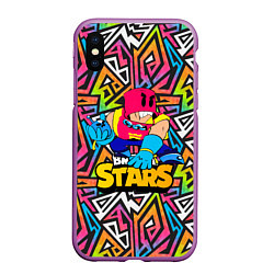 Чехол iPhone XS Max матовый GROM BRAWL STARS ГРОМ, цвет: 3D-фиолетовый