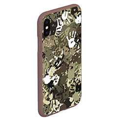 Чехол iPhone XS Max матовый Камуфляж с отпечатками рук, цвет: 3D-коричневый — фото 2