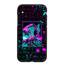 Чехол iPhone XS Max матовый НЕОНОВЫЕ ВОЛНЫ НЕОН ЯПОНИЯ КАНАГАВА, цвет: 3D-черный