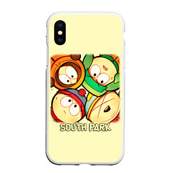 Чехол iPhone XS Max матовый Персонажи Южный парк South Park, цвет: 3D-белый