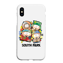 Чехол iPhone XS Max матовый South Park - Южный парк краски, цвет: 3D-белый