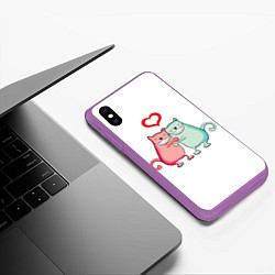 Чехол iPhone XS Max матовый Кошачья любовь, цвет: 3D-фиолетовый — фото 2