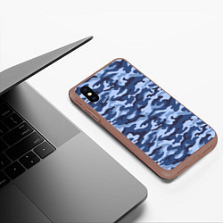 Чехол iPhone XS Max матовый Синий Камуфляж Camouflage, цвет: 3D-коричневый — фото 2