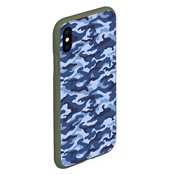 Чехол iPhone XS Max матовый Синий Камуфляж Camouflage, цвет: 3D-темно-зеленый — фото 2