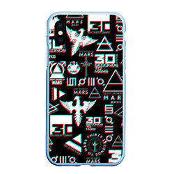 Чехол iPhone XS Max матовый 30 Seconds to Mars - Glitch, цвет: 3D-голубой