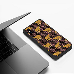 Чехол iPhone XS Max матовый Леопарды паттерн, цвет: 3D-черный — фото 2