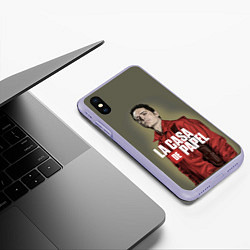 Чехол iPhone XS Max матовый БУМАЖНЫЙ ДОМ БЕРЛИН - LA CASA DE PAPEL, цвет: 3D-светло-сиреневый — фото 2