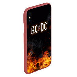 Чехол iPhone XS Max матовый ACDC - Fire, цвет: 3D-красный — фото 2